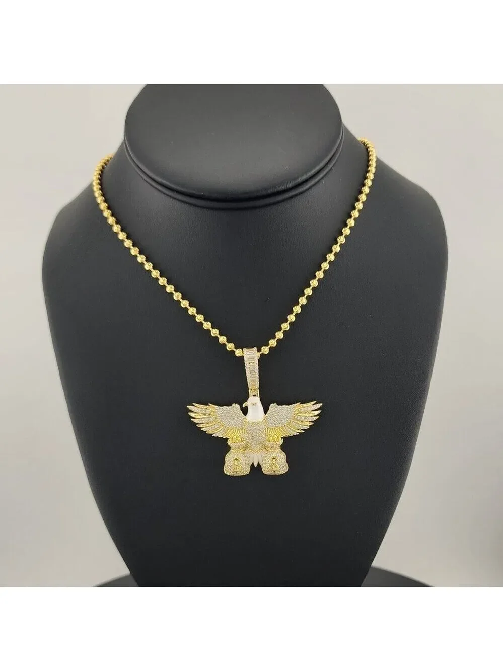 Sterling Silver 925 Flying Eagle Necklace with Two Money Bags – Bold & Symbolic